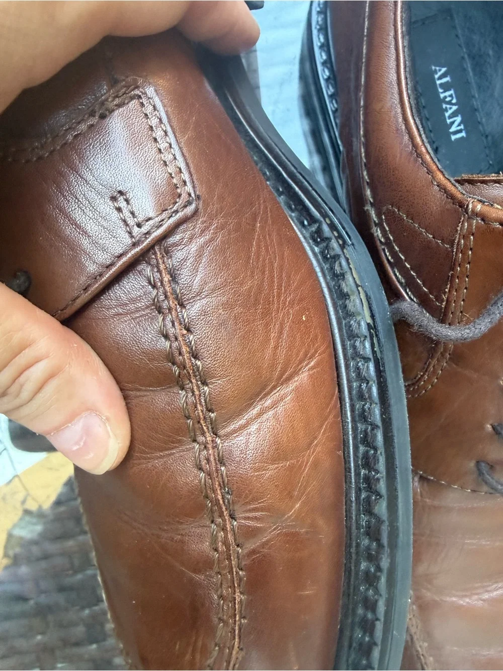 Alfani Brown Leather Lace-Up Oxfords